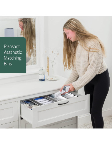 Organizador de Cajones RUBOXA 4 Pk Tela Gris 45 Compartimentos