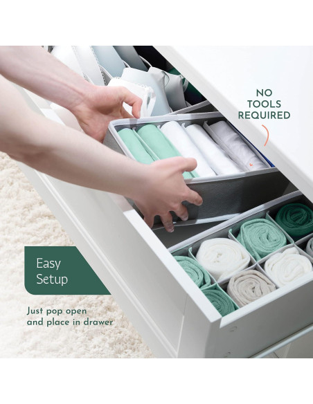 Organizador de Cajones RUBOXA 4 Pk Tela Gris 45 Compartimentos Organizador de Cajones RUBOXA 4 Pk Tela Gris 45 Compartimentos