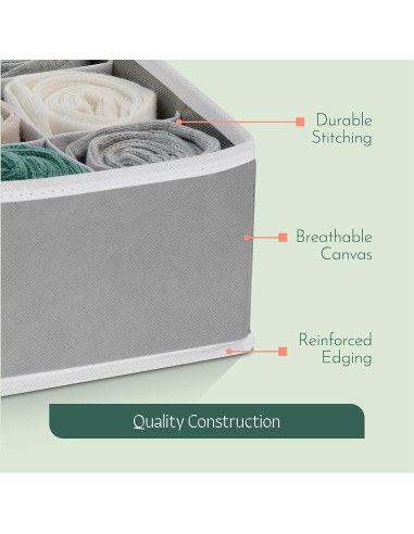 Organizador de Cajones RUBOXA 4 Pk Tela Gris 45 Compartimentos