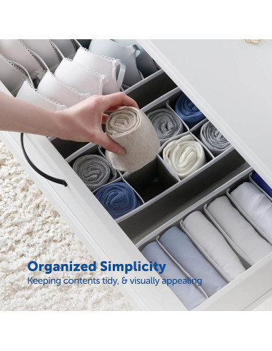 Organizador de Cajones RUBOXA 4 Pk Tela Gris 45 Compartimentos