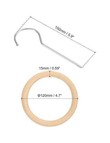 Anillo de Bufanda uxcell 15cm Madera Plata Organizador