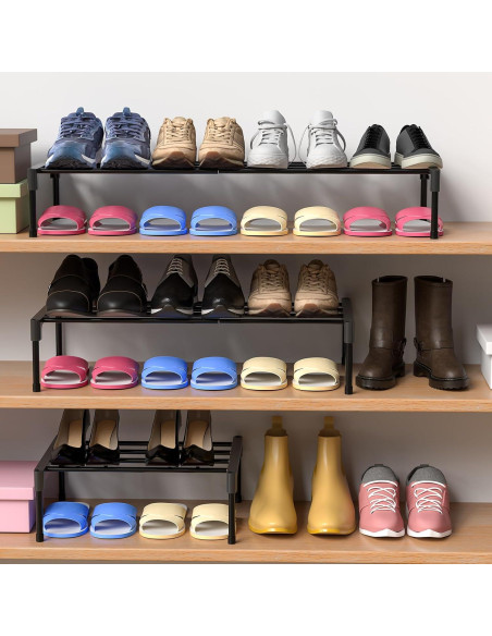 Estante de Zapatos Expandible Teenyyou 40-76 cm Negro Metal 2 Pcs Estante de Zapatos Expandible Teenyyou 40-76 cm Negro Metal 2 Pcs