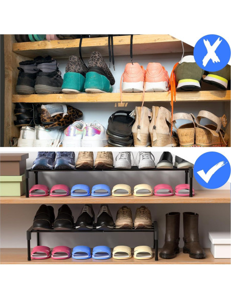 Estante de Zapatos Expandible Teenyyou 40-76 cm Negro Metal 2 Pcs Estante de Zapatos Expandible Teenyyou 40-76 cm Negro Metal 2 Pcs