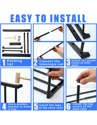 Estante de Zapatos Expandible Teenyyou 40-76 cm Negro Metal 2 Pcs