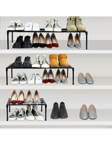 Estante de Zapatos Expandible Teenyyou 40-76 cm Negro Metal 2 Pcs