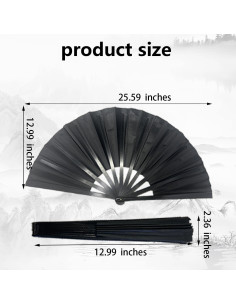 Ventilador de Mano Plegable Boots on The Ground Negro 36.7 cm 2