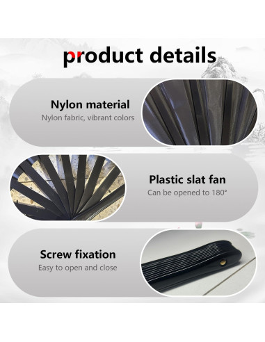 Ventilador de Mano Plegable Boots on The Ground Negro 36.7 cm