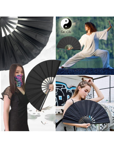 Ventilador de Mano Plegable Boots on The Ground Negro 36.7 cm