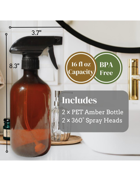 Botella de Spray 360 The Green Alcove - 2 Unidades Ámbar 0.47L Botella de Spray 360 The Green Alcove - 2 Unidades Ámbar 0.47L