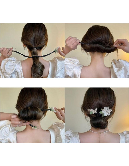 Hacedor de moño decorativo blanco Astrqle para cabello largo Hacedor de moño decorativo blanco Astrqle para cabello largo