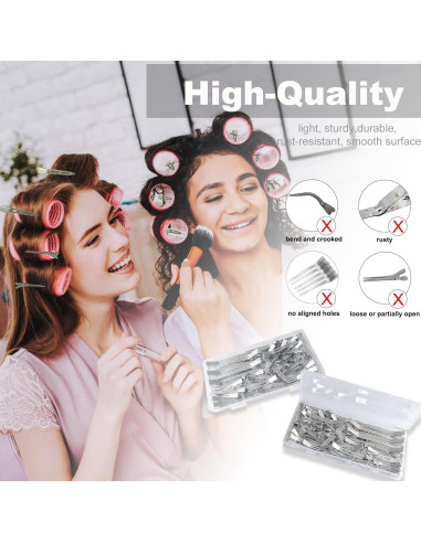 Juego de 42 Clips de Peinar TSEROFAY Metal Plateado