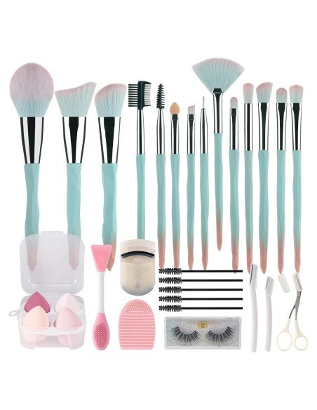 Juego de Brochas de Maquillaje 30 Piezas 111 con Esponjas Juego de Brochas de Maquillaje 30 Piezas 111 con Esponjas