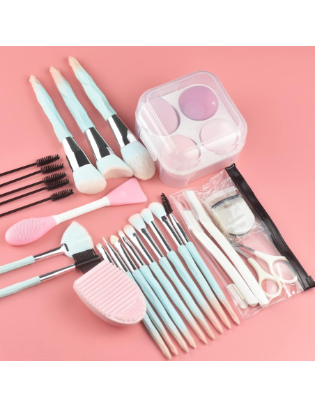 Juego de Brochas de Maquillaje 30 Piezas 111 con Esponjas Juego de Brochas de Maquillaje 30 Piezas 111 con Esponjas