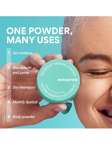 Polvo Suelto Innisfree No Sebum 45g - Fijación y Control de Brillo