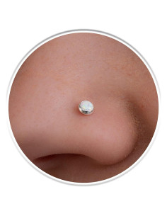 Stud de Nariz Plata Esterlina 925 Ópalo Blanco 22 Gauge