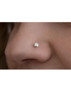 Stud de Nariz Plata Esterlina 925 Ópalo Blanco 22 Gauge 2