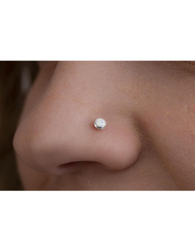 Stud de Nariz Plata Esterlina 925 Ópalo Blanco 22 Gauge
