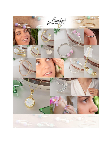 Stud de Nariz Plata Esterlina 925 Ópalo Blanco 22 Gauge