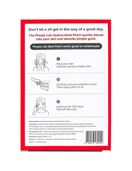 Parche Hidrocoloide para Espinillas AIDENLAB 110 Unidades