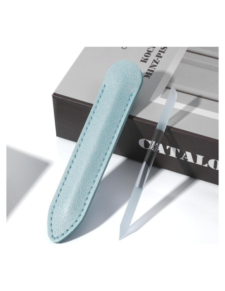 Empujador de Cutículas de Vidrio YBEATY con Estuche de Cuero Empujador de Cutículas de Vidrio YBEATY con Estuche de Cuero