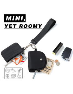 Cartera de muñeca Amutta negra doble bolsillo repelente al agua 2