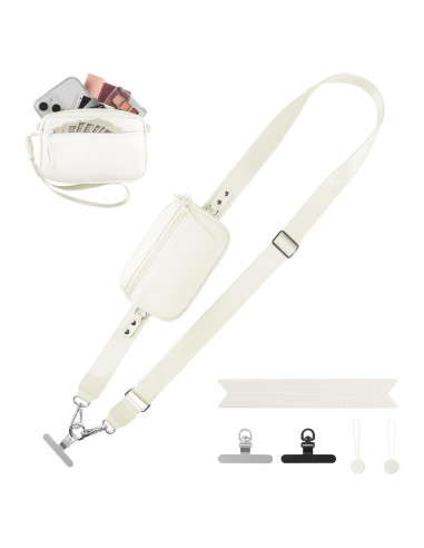 Correa Cruzada para Teléfono YFWE con Cartera RFID Crema