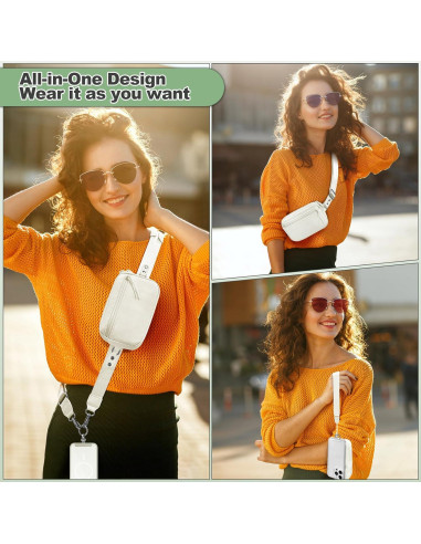 Correa Cruzada para Teléfono YFWE con Cartera RFID Crema