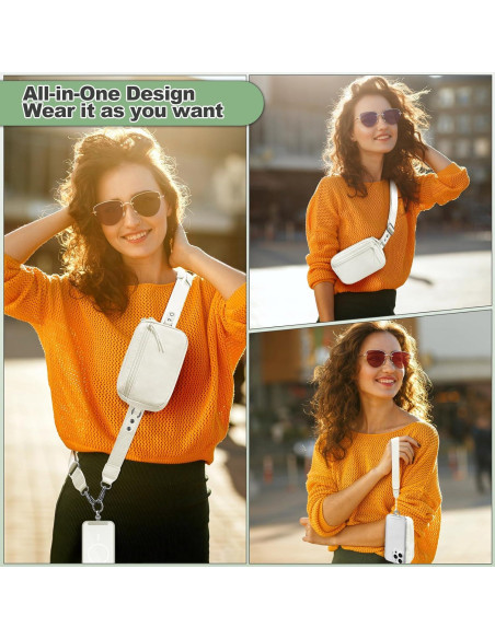 Correa Cruzada para Teléfono YFWE con Cartera RFID Crema