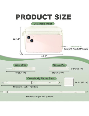 Correa Cruzada para Teléfono YFWE con Cartera RFID Crema