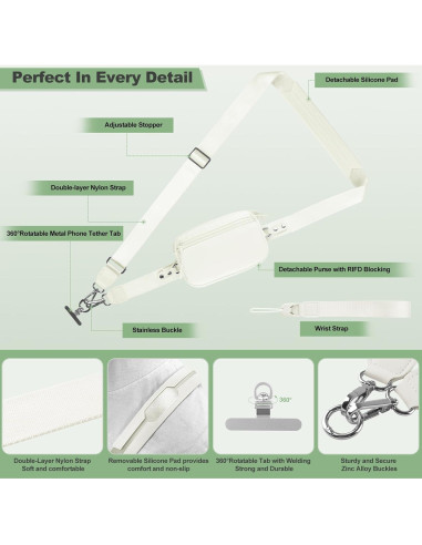 Correa Cruzada para Teléfono YFWE con Cartera RFID Crema