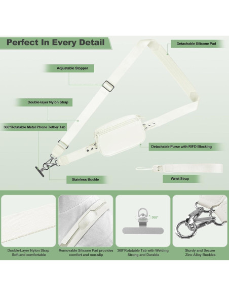 Correa Cruzada para Teléfono YFWE con Cartera RFID Crema