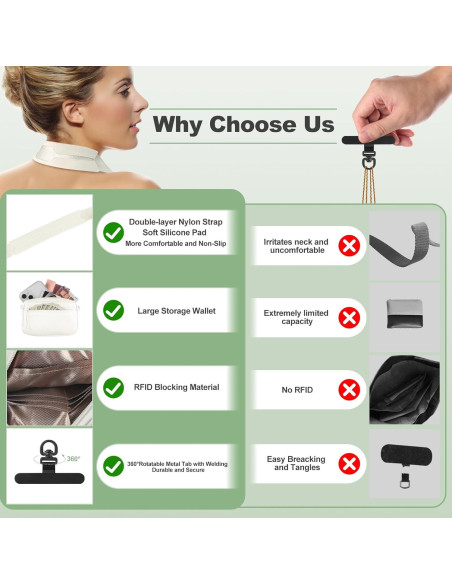 Correa Cruzada para Teléfono YFWE con Cartera RFID Crema