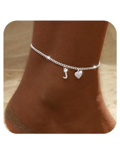 Tobillera de Oro Laminado 14k para Mujeres Ajustable Corazón