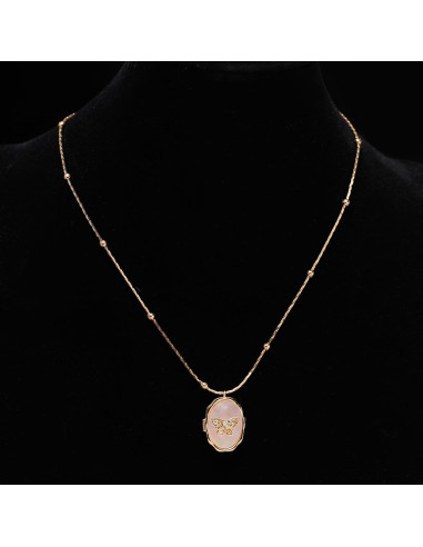 Collar Locket de Foto Vintage Mariposa Dorado con Herramientas