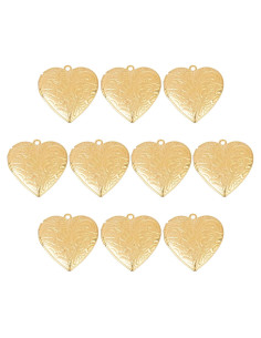 Paquete de 10 Charms Colgantes Corazón Acero Inoxidable Dorado