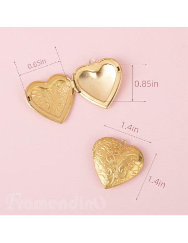 Paquete de 10 Charms Colgantes Corazón Acero Inoxidable Dorado