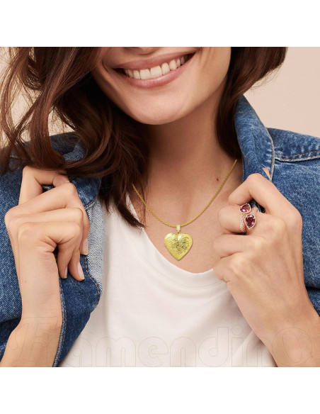 Paquete de 10 Charms Colgantes Corazón Acero Inoxidable Dorado