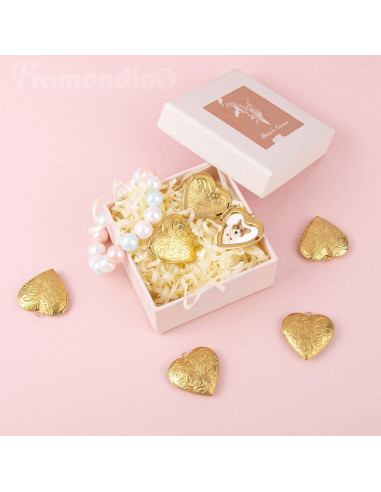 Paquete de 10 Charms Colgantes Corazón Acero Inoxidable Dorado