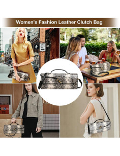 Bolso de mano cruzado de piel de serpiente para mujeres 2