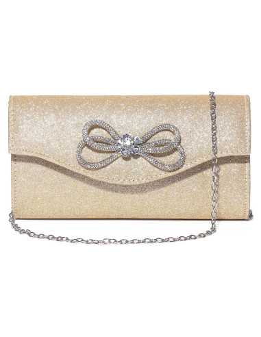 Bolso Clutch de Noche Gurina para Mujeres Champagne 24x12cm