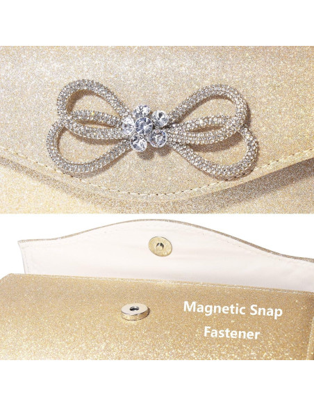 Bolso Clutch de Noche Gurina para Mujeres Champagne 24x12cm Bolso Clutch de Noche Gurina para Mujeres Champagne 24x12cm