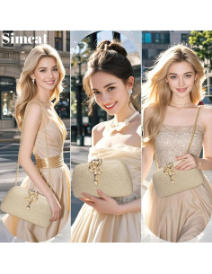 Bolso de Mano Brillante Simcat para Mujeres - Dorado 20x11 cm 2