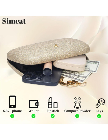 Bolso de Mano Brillante Simcat para Mujeres - Dorado 20x11 cm