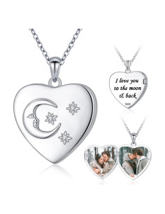 Collar Medallón Corazón Plata Esterlina 925 Personalizado 50.8 cm