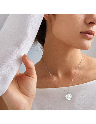 Collar Medallón Corazón Plata Esterlina 925 Personalizado 50.8 cm