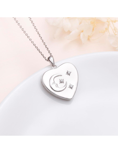 Collar Medallón Corazón Plata Esterlina 925 Personalizado 50.8 cm