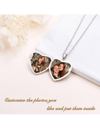 Collar Medallón Corazón Plata Esterlina 925 Personalizado 50.8 cm