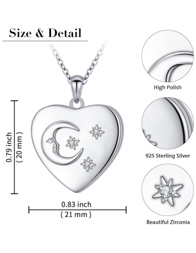 Collar Medallón Corazón Plata Esterlina 925 Personalizado 50.8 cm