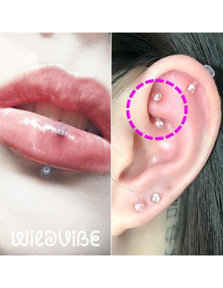 Retenedores Transparentes 16g Bioflex 6pc para Piercings