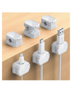 6 Clips de Cable Elástico KMOUANTS - Organizador de Escritorio